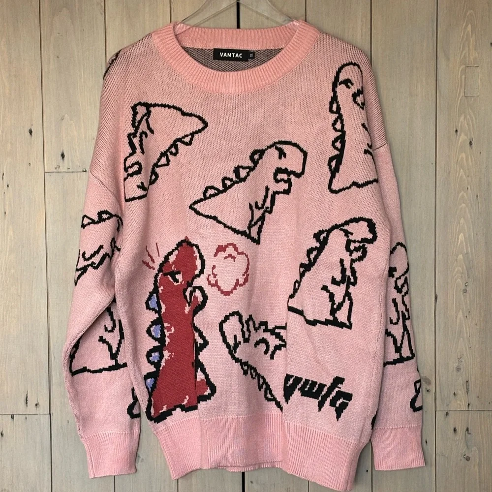 Pink Men’s Dinosaur Sweater NWOT - Picture 4 of 7